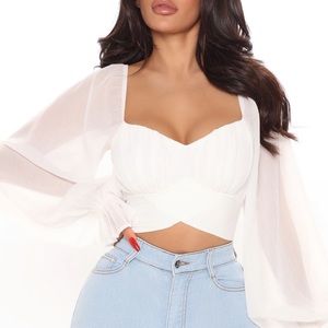 Fashion Nova cropped white blouse